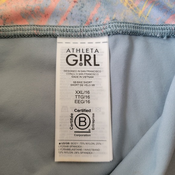 NWT Athleta Girl‎ X Simone Biles Bike Shorts Brushstroke Multi Girls Size XXL/16 - Picture 7 of 15